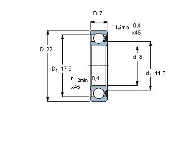 608 bearing drawing