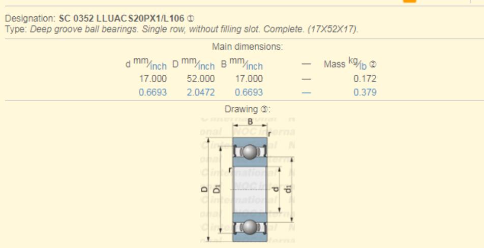 Bearing B17-99DDW Drawing