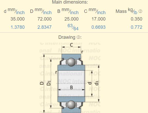 207KRRAH03 bearing dimension 